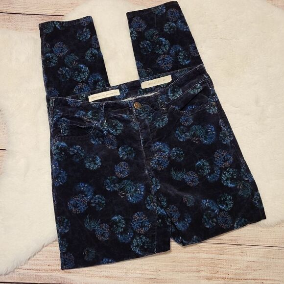 NWOT Anthropologie Pilcro and the Letterpress script velvet skinny floral pants - Picture 3 of 10